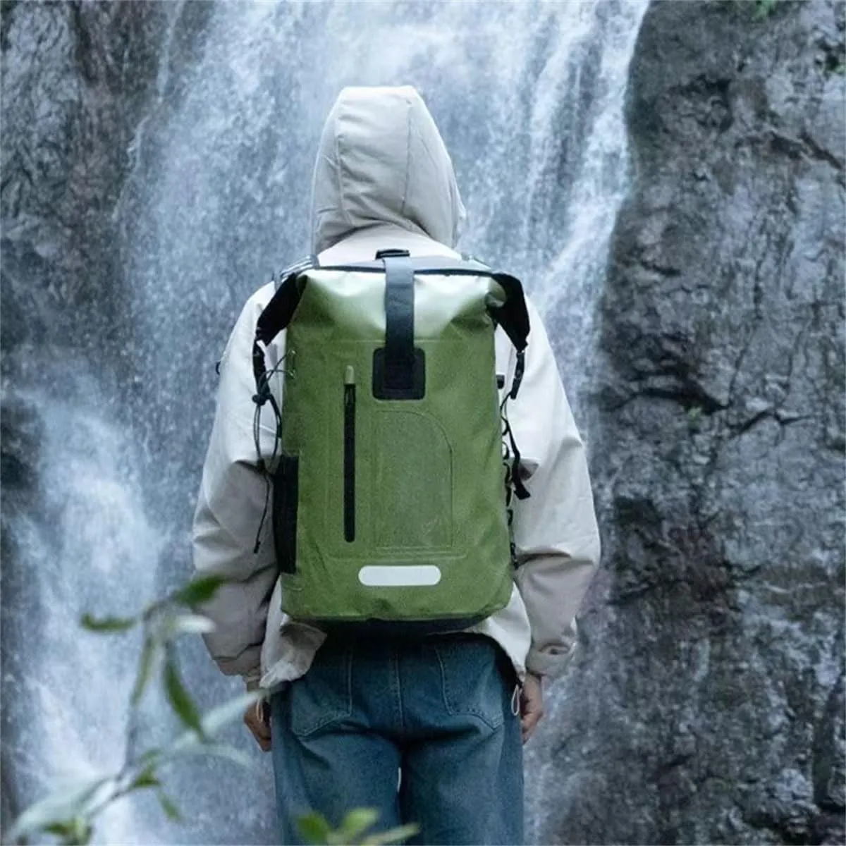 Outdoor PVC Waterproof Dry Backpack Water Floating Bag Roll Top Sack, for Kayaking Boating Camping Fishing Surfing (Green,30L)