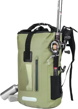 Outdoor PVC Waterproof Dry Backpack Water Floating Bag Roll Top Sack, for Kayaking Boating Camping Fishing Surfing (Green,30L)