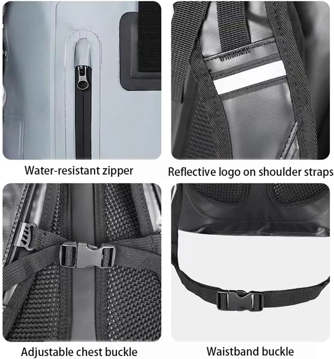 Outdoor PVC Waterproof Dry Backpack Water Floating Bag Roll Top Sack, for Kayaking Boating Camping Fishing Surfing (Green,30L)
