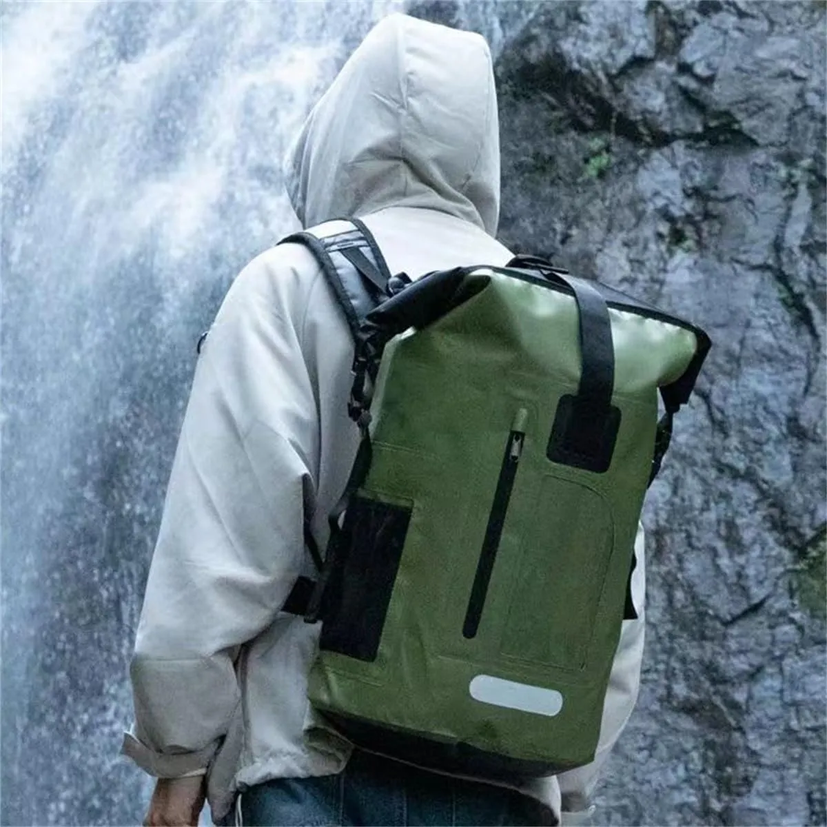 Outdoor PVC Waterproof Dry Backpack Water Floating Bag Roll Top Sack, for Kayaking Boating Camping Fishing Surfing (Green,30L)
