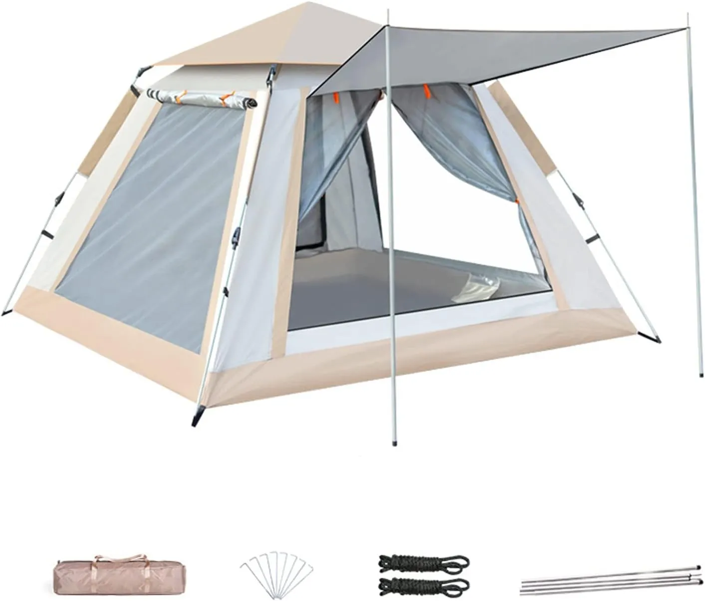 Outdoor Tent, 4-6 Person Thicken Family Camping Tent, Automatic Quick Opening Water-Proof Windproof Portable Tent with Carry Bag， Easy Set Up for Traveling Hiking