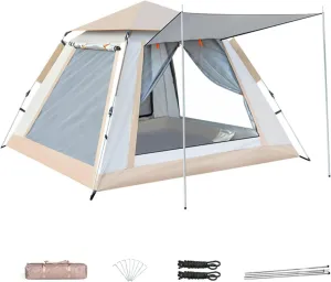 Outdoor Tent, 4-6 Person Thicken Family Camping Tent, Automatic Quick Opening Water-Proof Windproof Portable Tent with Carry Bag， Easy Set Up for Traveling Hiking