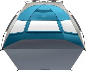OutdoorMaster Beach Tent for 3-4 Person - Easy Setup and Portable Beach Shade Sun Shelter Canopy with UPF 50  UV Protection Removable Skylight Family Size