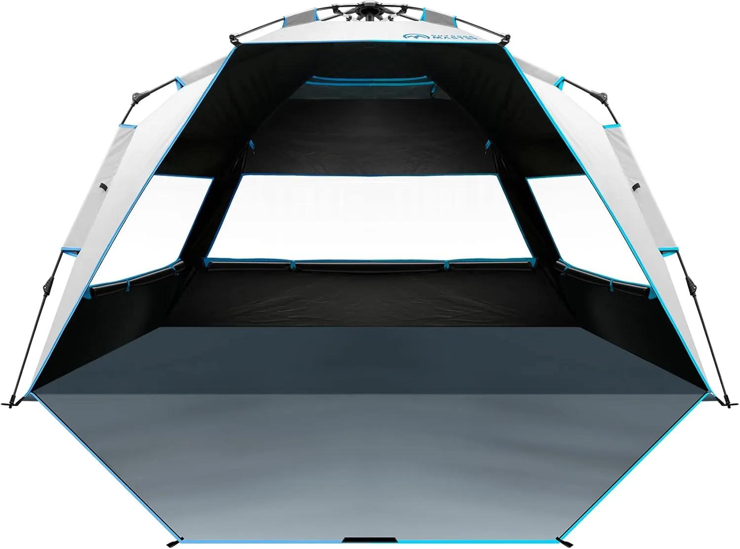 OutdoorMaster Beach Tent with Blackout Shelter Technology, Portable Beach Shade Sun Shelter Canopy for 4-6 Person with UPF 50  UV Protection, Easy Setup Pop Up Tent Family Size