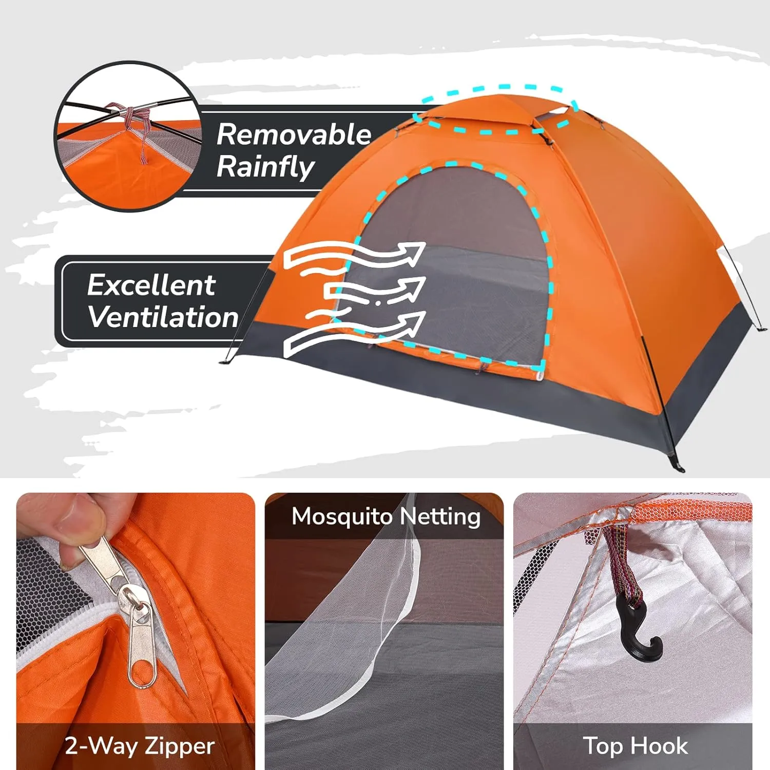 Outvita Camping Dome Tent, 1-4 Person Waterproof Windproof Easy Setup Spacious Family Tents with Carry Bag & Rain Fly for Hiking Backpacking Traveling Glamping Beach