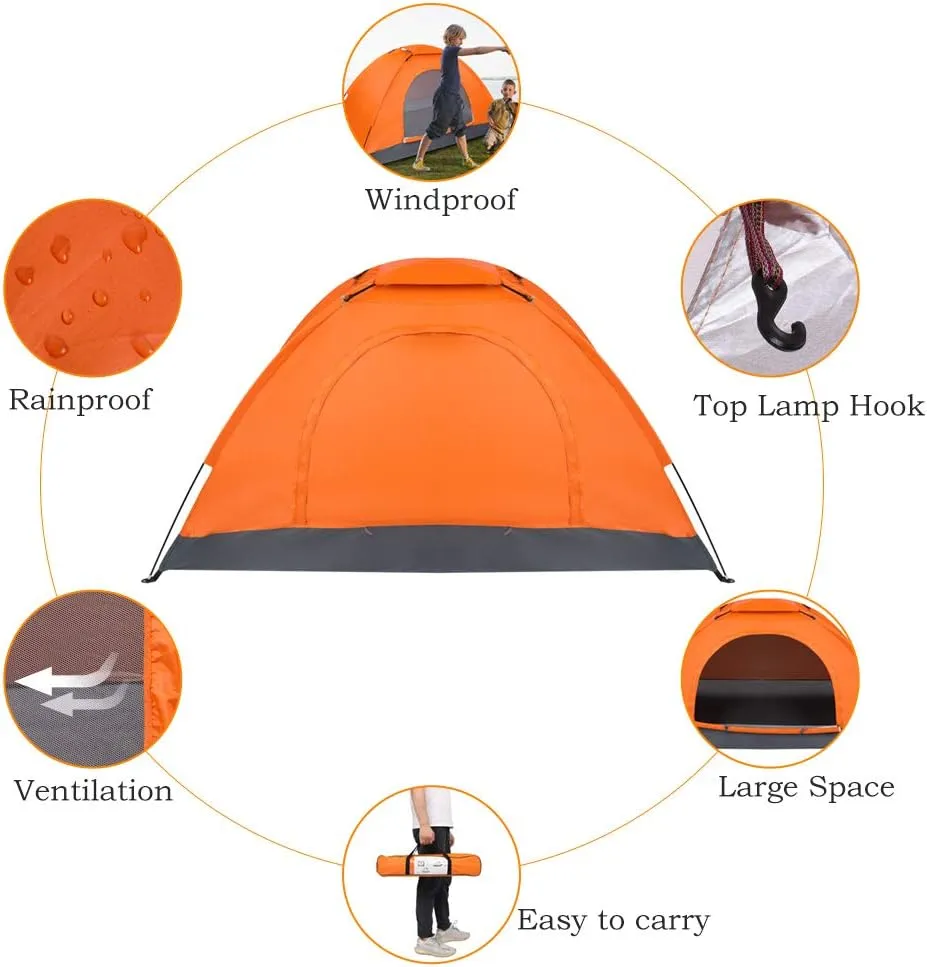 Outvita Camping Dome Tent, 1-4 Person Waterproof Windproof Easy Setup Spacious Family Tents with Carry Bag & Rain Fly for Hiking Backpacking Traveling Glamping Beach