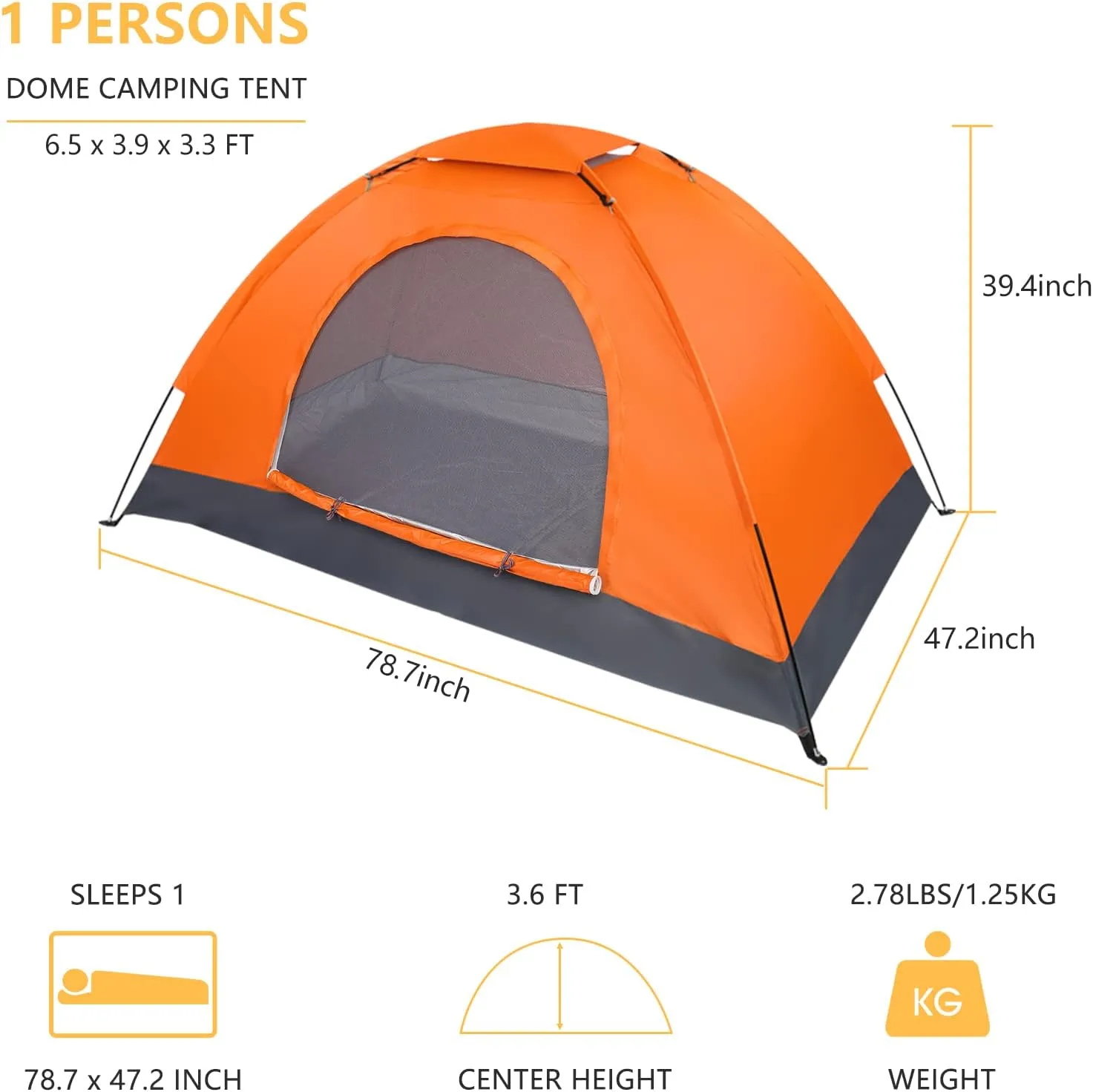 Outvita Camping Dome Tent, 1-4 Person Waterproof Windproof Easy Setup Spacious Family Tents with Carry Bag & Rain Fly for Hiking Backpacking Traveling Glamping Beach