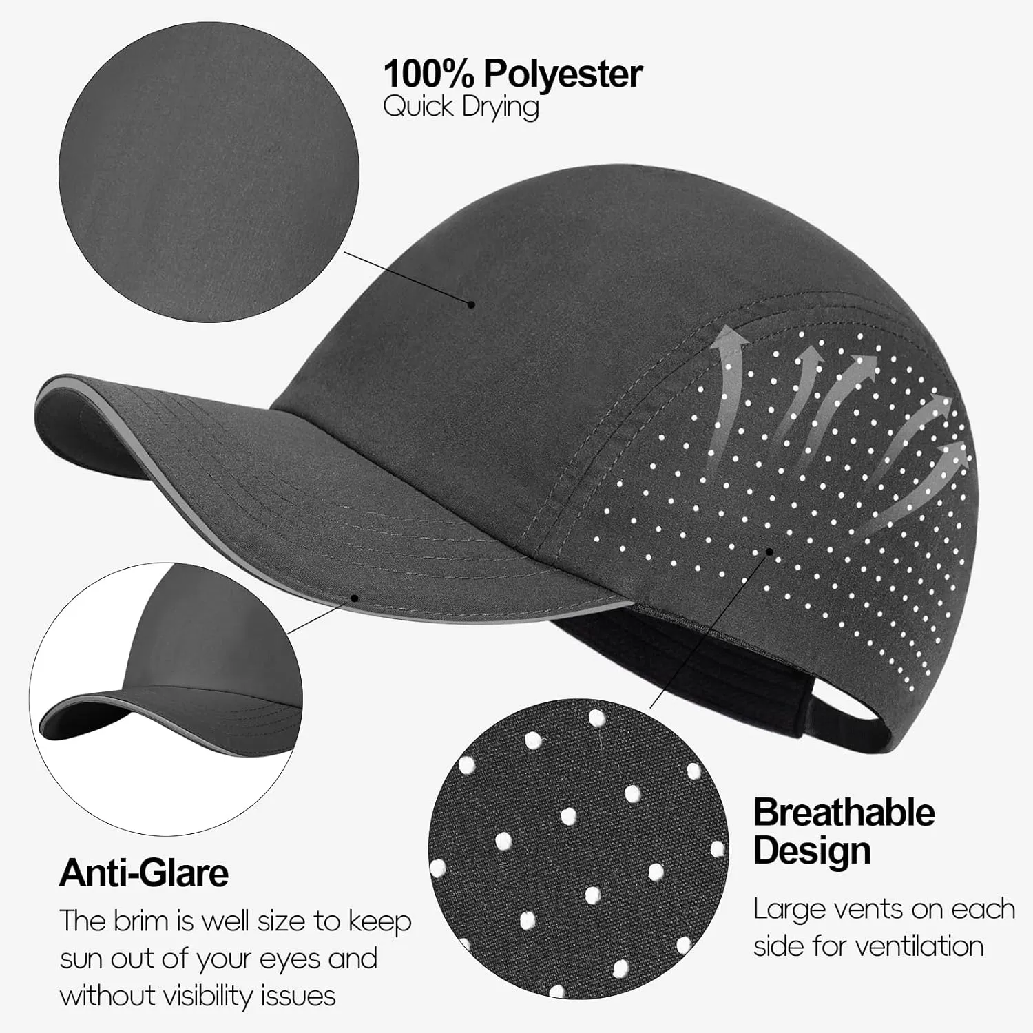 Oversize XXL Running Caps Quick Dry Baseball Caps Cooling Breathable Mesh Hats for Big Heads, Men Dry Fit Hats for Workouts