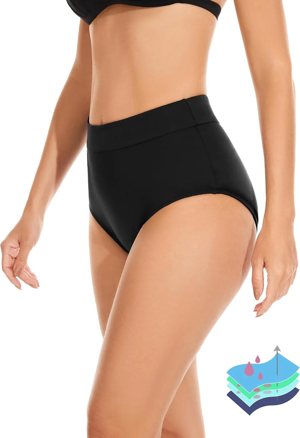 OVRUNS Period Swimwear Leakproof Bikini Brief Bottoms Waterproof Menstrual Swim Bottoms for Teens, Girls, Women