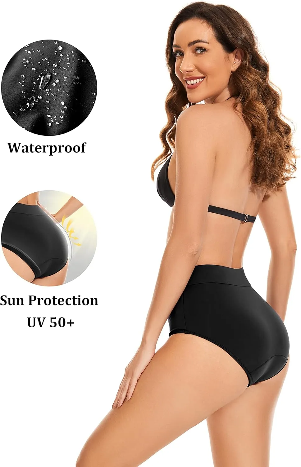 OVRUNS Period Swimwear Leakproof Bikini Brief Bottoms Waterproof Menstrual Swim Bottoms for Teens, Girls, Women