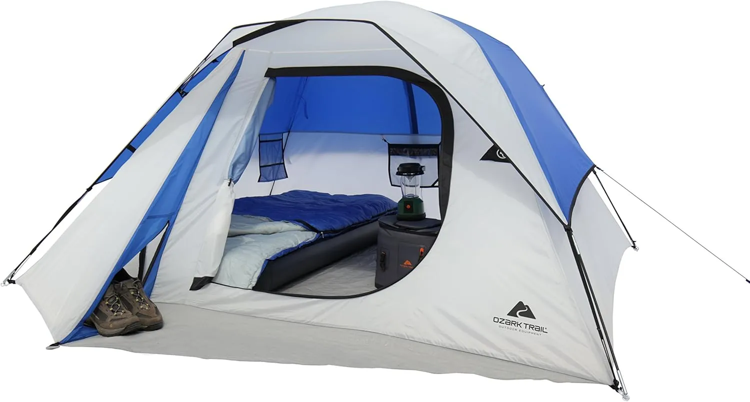 OZARK Trail Family Cabin Tent (Blue/White, 4 Person)