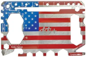 Pair of 2 Wallet Multi Tool Card, 43 in 1, Gift Stainless Steel Business Credit Card American Flag Multi Tool, Screwdriver, Can Opener, Wrench, Wire Cutter, and more