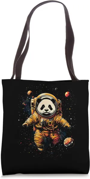 Panda Astronaut Floating Among Planets Tote Bag