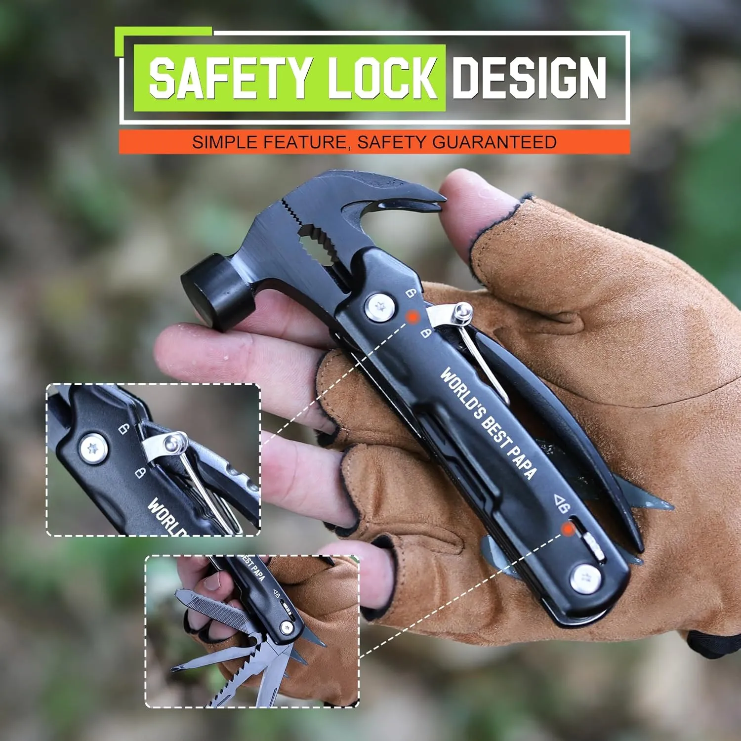 Papa Gifts for Fathers Day - Gifts for Papa, Papa's Gift from Granddaughter - Fathers Day Birthday Gift for Papa's, Grandparents Presents, Multitool Hammer