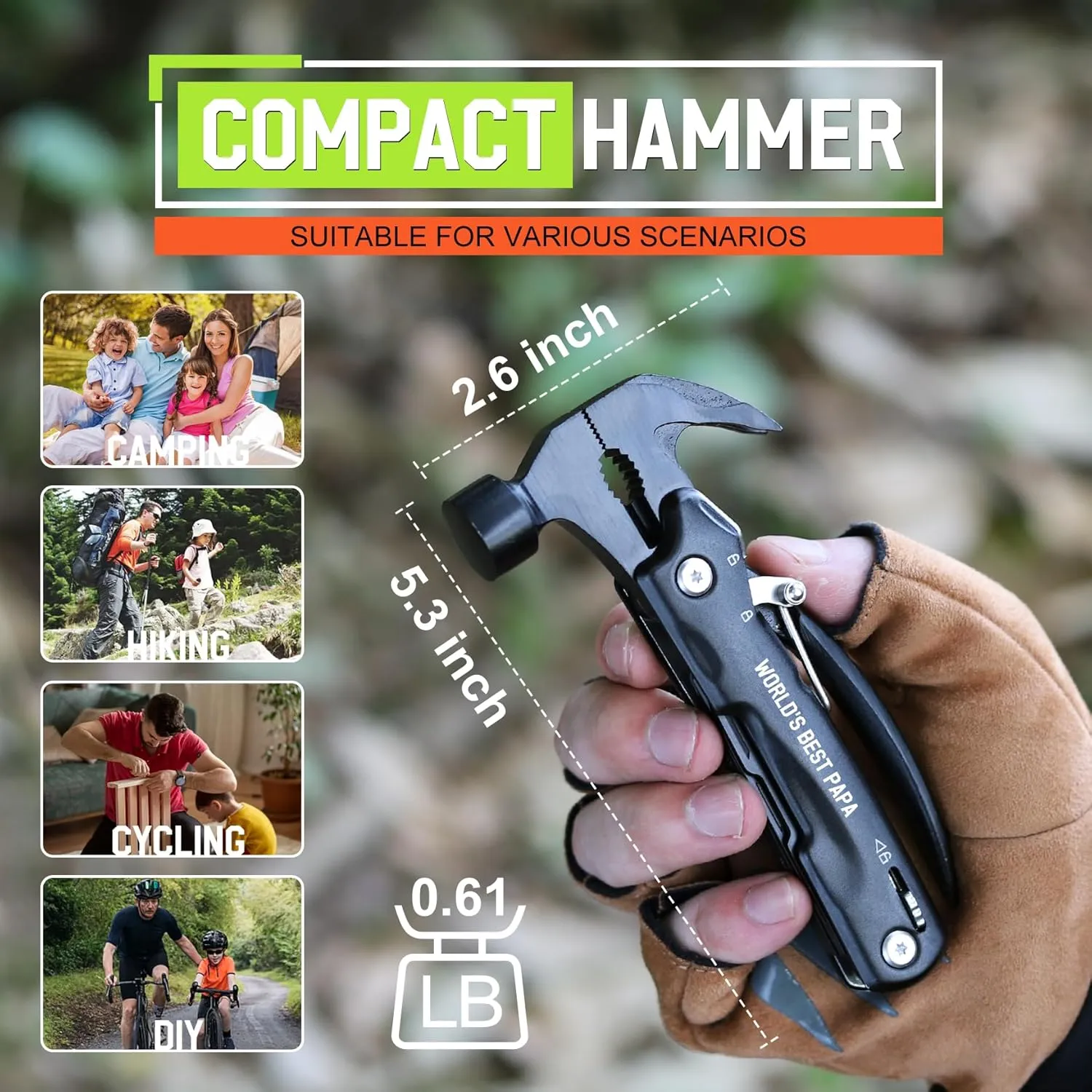 Papa Gifts for Fathers Day - Gifts for Papa, Papa's Gift from Granddaughter - Fathers Day Birthday Gift for Papa's, Grandparents Presents, Multitool Hammer