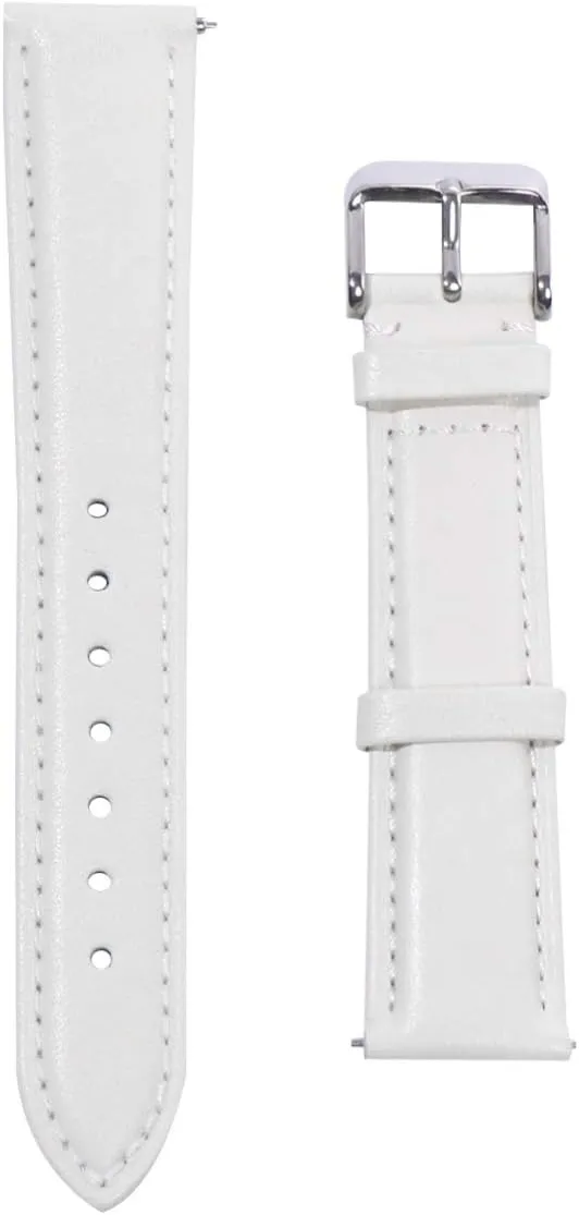 PartyKindom First Layer Leather Watch Band for Women Comfortable White Fashion Strap Breathable Cowhide Wristband with Flexible Structure and Quick Disassembly