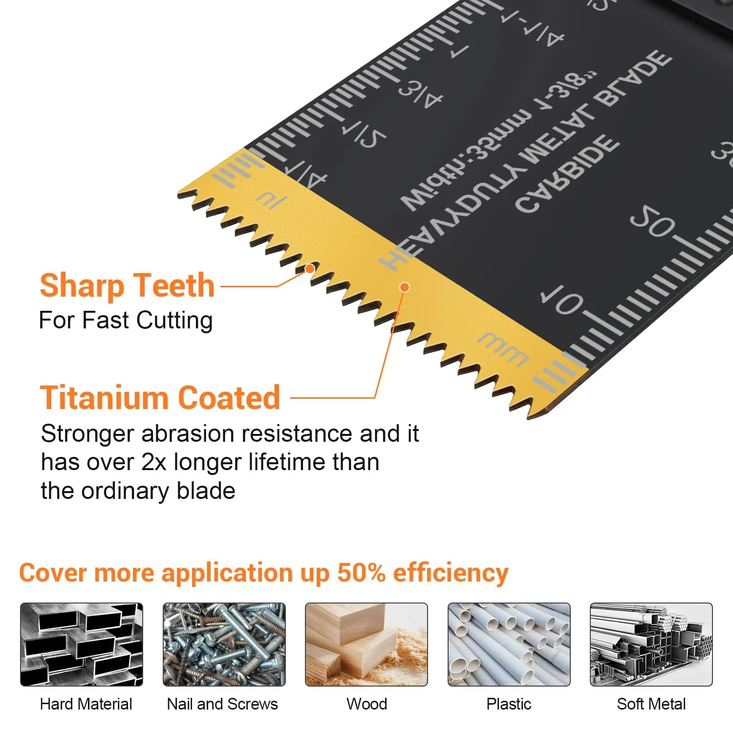 PECHAM 104 Pcs Oscillating Multi Tool Blade, Wood Metal Cutting and Sandpaper Oscillating Tool Accessories with Titanium Quick Tooth Japanese Tooth Multitool Blade Fit More Oscillating Tools
