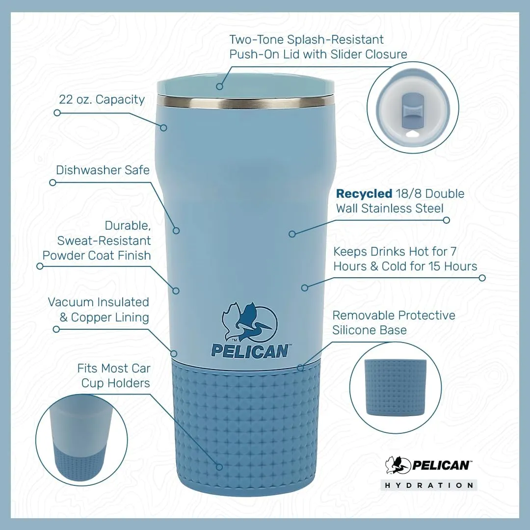 Pelican Hydration Pelican Cascade™ 22 oz Vacuum Insulated Tumbler Recycled Stainless Steel Double Wall Dual Lid Powder Coated