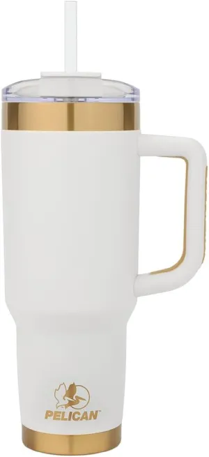 Pelican Hydration Pelican Porter™ 40 oz Vacuum Insulated Tumbler - Recycled Stainless Steel Double Wall Travel with Dual Lid, Powder Coated Insulated Coffee Mug For Hot Cold Drinks, Aurum…