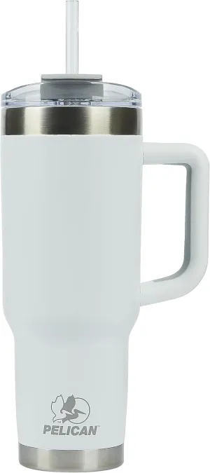 Pelican Hydration Pelican Porter™ 40 oz Vacuum Insulated Tumbler - Recycled Stainless Steel Double Wall Travel with Dual Lid, Powder Coated Insulated Coffee Mug For Hot Cold Drinks, Bright White