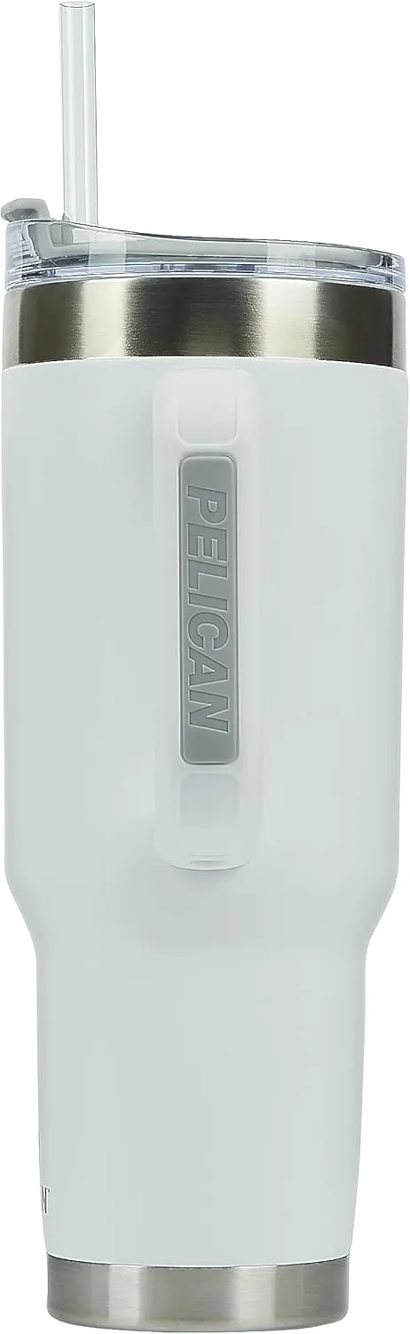 Pelican Hydration Pelican Porter™ 40 oz Vacuum Insulated Tumbler - Recycled Stainless Steel Double Wall Travel with Dual Lid, Powder Coated Insulated Coffee Mug For Hot Cold Drinks, Bright White