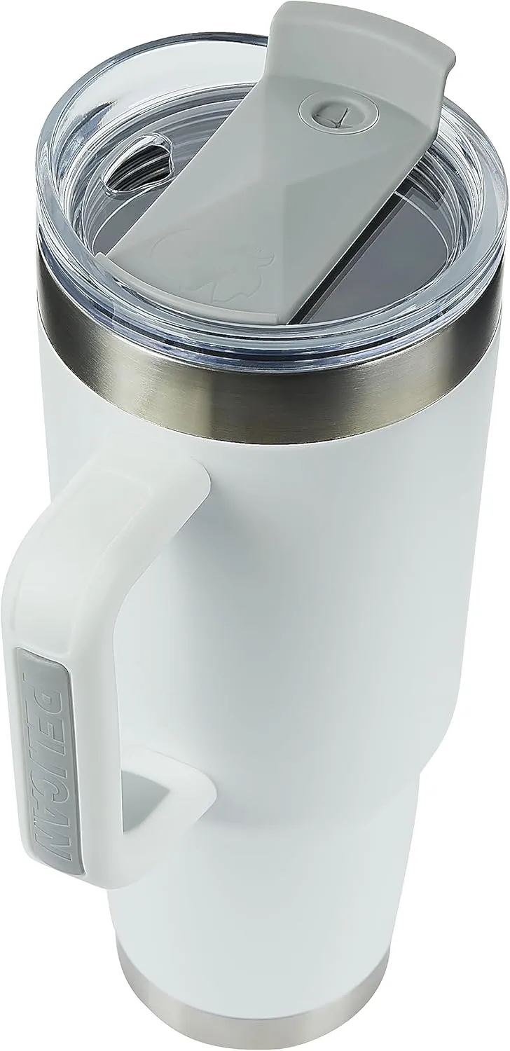 Pelican Hydration Pelican Porter™ 40 oz Vacuum Insulated Tumbler - Recycled Stainless Steel Double Wall Travel with Dual Lid, Powder Coated Insulated Coffee Mug For Hot Cold Drinks, Bright White
