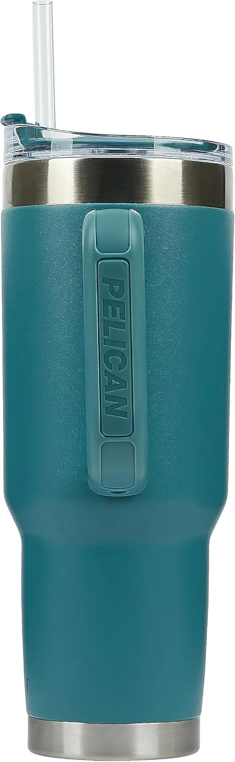 Pelican Hydration Pelican Porter™ 40 oz Vacuum Insulated Tumbler - Recycled Stainless Steel Double Wall Travel with Dual Lid, Powder Coated Insulated Coffee Mug For Hot Cold Drinks, Lagoon