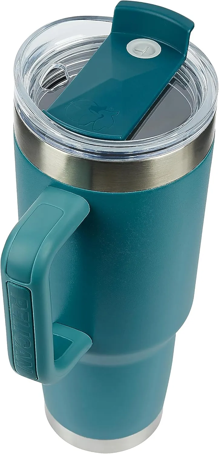 Pelican Hydration Pelican Porter™ 40 oz Vacuum Insulated Tumbler - Recycled Stainless Steel Double Wall Travel with Dual Lid, Powder Coated Insulated Coffee Mug For Hot Cold Drinks, Lagoon