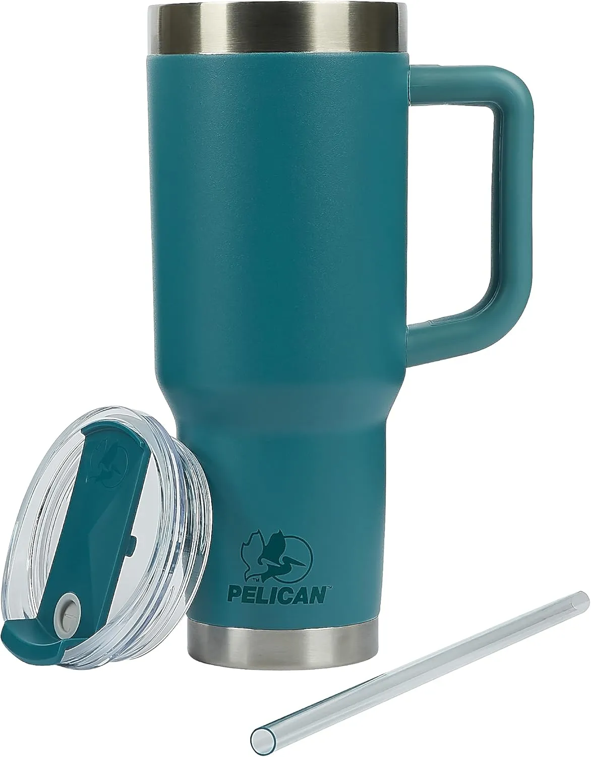 Pelican Hydration Pelican Porter™ 40 oz Vacuum Insulated Tumbler - Recycled Stainless Steel Double Wall Travel with Dual Lid, Powder Coated Insulated Coffee Mug For Hot Cold Drinks, Lagoon