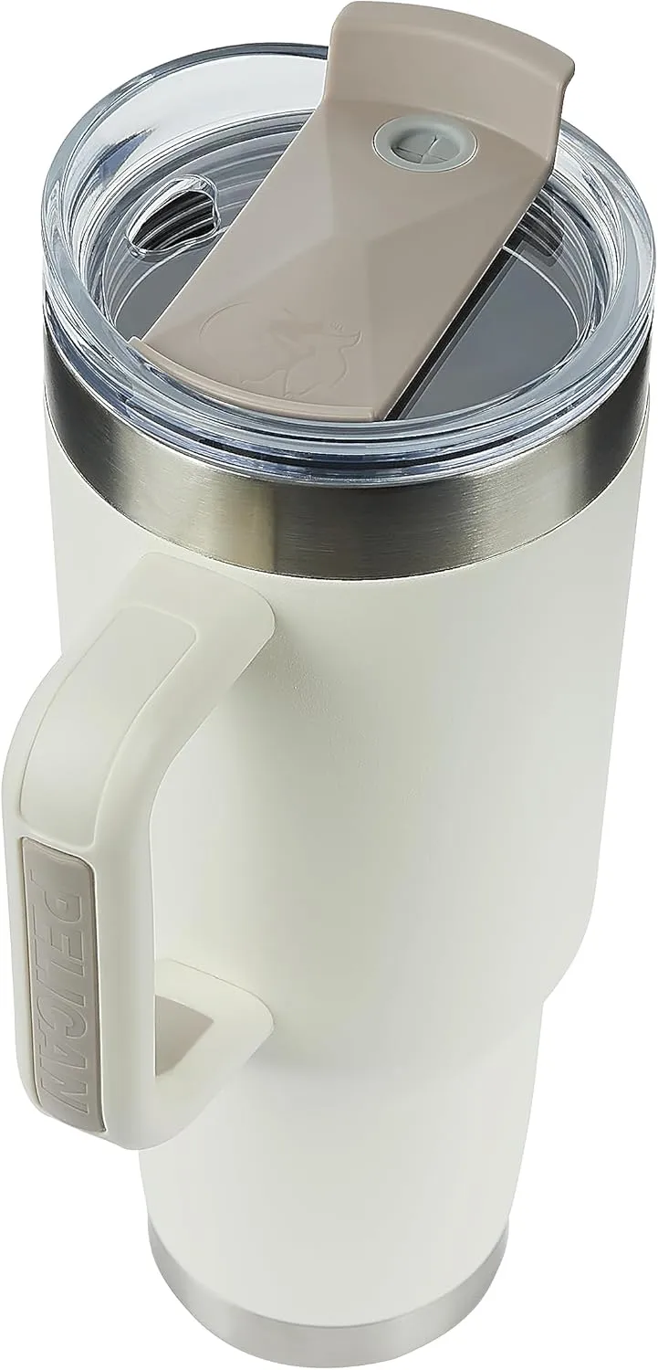 Pelican Hydration Pelican Porter™ 40 oz Vacuum Insulated Tumbler - Recycled Stainless Steel Double Wall Travel with Dual Lid, Powder Coated Insulated Coffee Mug For Hot Cold Drinks, Linen
