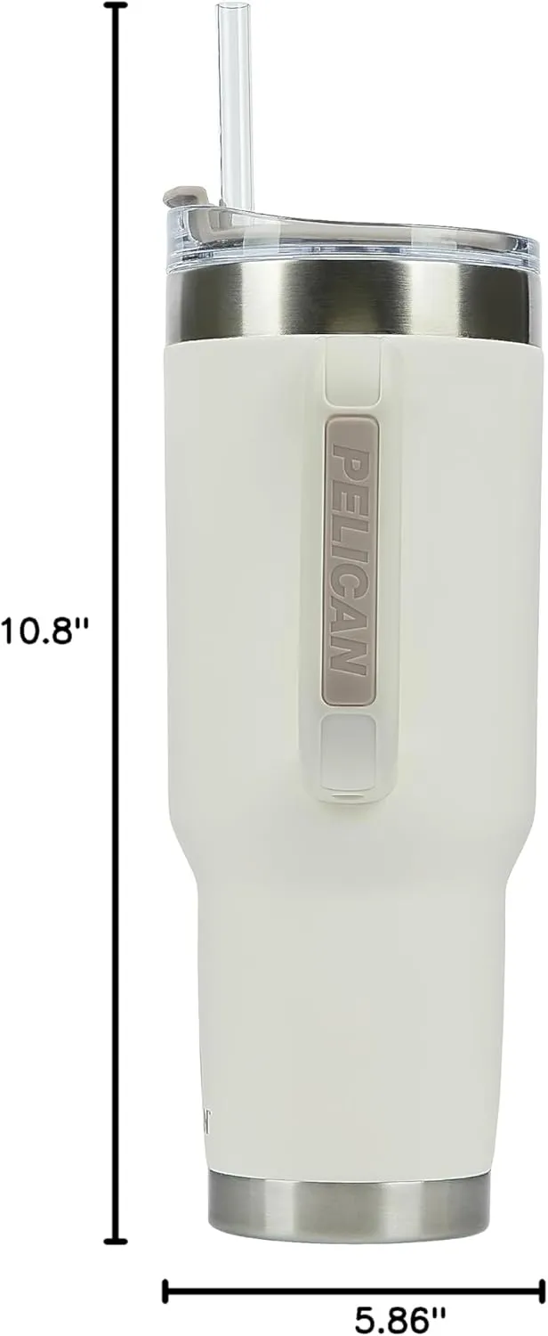 Pelican Hydration Pelican Porter™ 40 oz Vacuum Insulated Tumbler - Recycled Stainless Steel Double Wall Travel with Dual Lid, Powder Coated Insulated Coffee Mug For Hot Cold Drinks, Linen