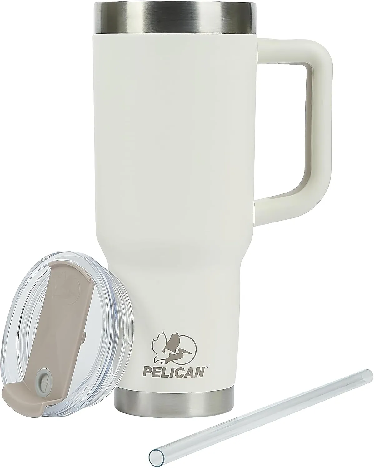 Pelican Hydration Pelican Porter™ 40 oz Vacuum Insulated Tumbler - Recycled Stainless Steel Double Wall Travel with Dual Lid, Powder Coated Insulated Coffee Mug For Hot Cold Drinks, Linen