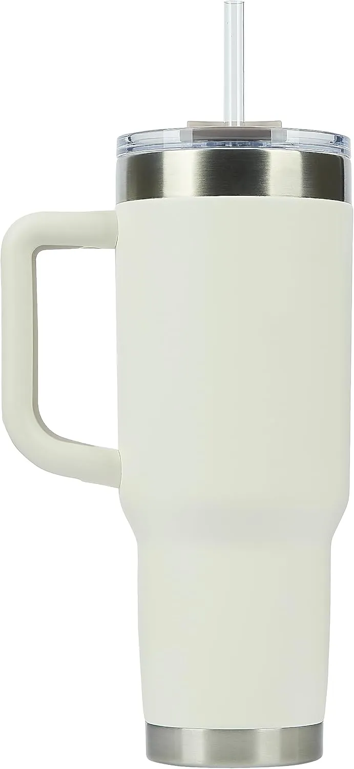 Pelican Hydration Pelican Porter™ 40 oz Vacuum Insulated Tumbler - Recycled Stainless Steel Double Wall Travel with Dual Lid, Powder Coated Insulated Coffee Mug For Hot Cold Drinks, Linen