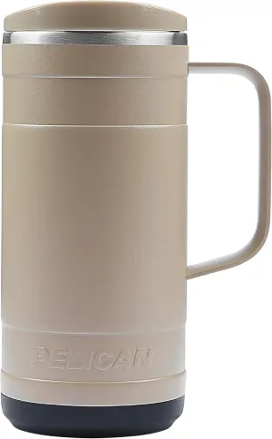 Pelican Hydration Pelican Ridge™ 18 oz Vacuum Insulated Tumbler - Recycled Stainless Steel Double Wall Travel with Dual Lid, Powder Coated Insulated Coffee Mug For Hot Cold Drinks, Desert