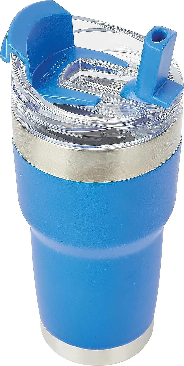Pelican Hydration Pelican Traveler™ 22 oz Vacuum Insulated Tumbler - Stainless Steel Double Wall Travel with Dual Lid, Powder Coated Insulated Coffee Mug For Hot Cold Drinks, Azure