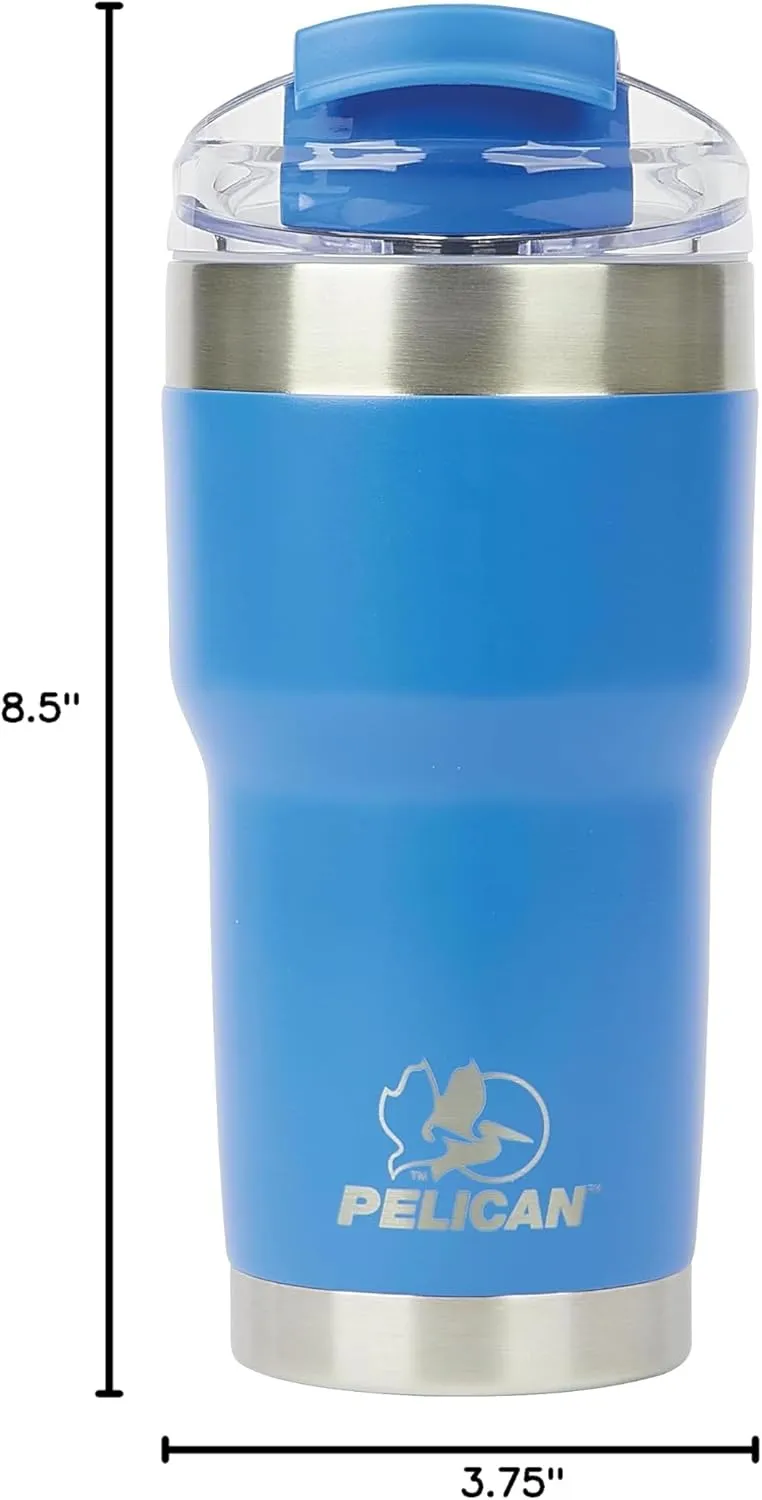 Pelican Hydration Pelican Traveler™ 22 oz Vacuum Insulated Tumbler - Stainless Steel Double Wall Travel with Dual Lid, Powder Coated Insulated Coffee Mug For Hot Cold Drinks, Azure