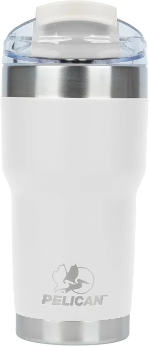 Pelican Hydration Pelican Traveler™ 22 oz Vacuum Insulated Tumbler - Stainless Steel Double Wall Travel with Dual Lid, Powder Coated Insulated Coffee Mug For Hot Cold Drinks, Bright White