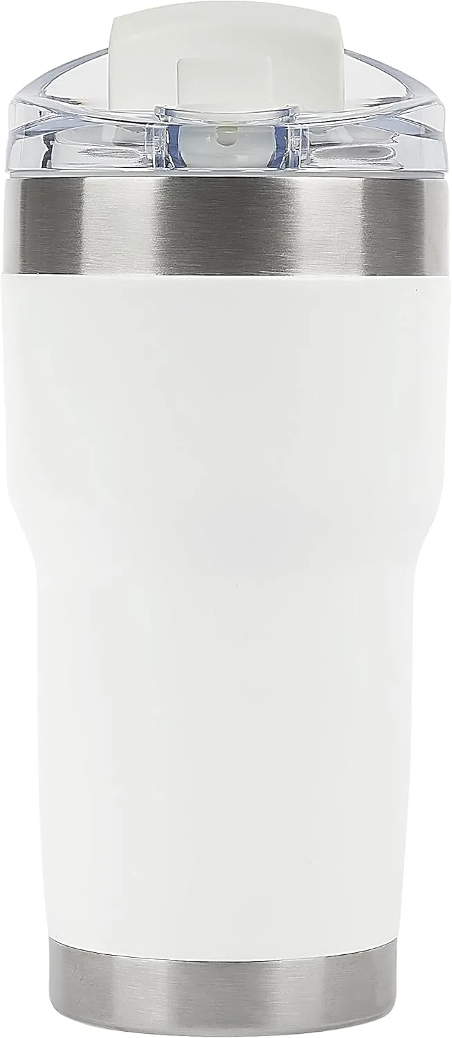 Pelican Hydration Pelican Traveler™ 22 oz Vacuum Insulated Tumbler - Stainless Steel Double Wall Travel with Dual Lid, Powder Coated Insulated Coffee Mug For Hot Cold Drinks, Bright White