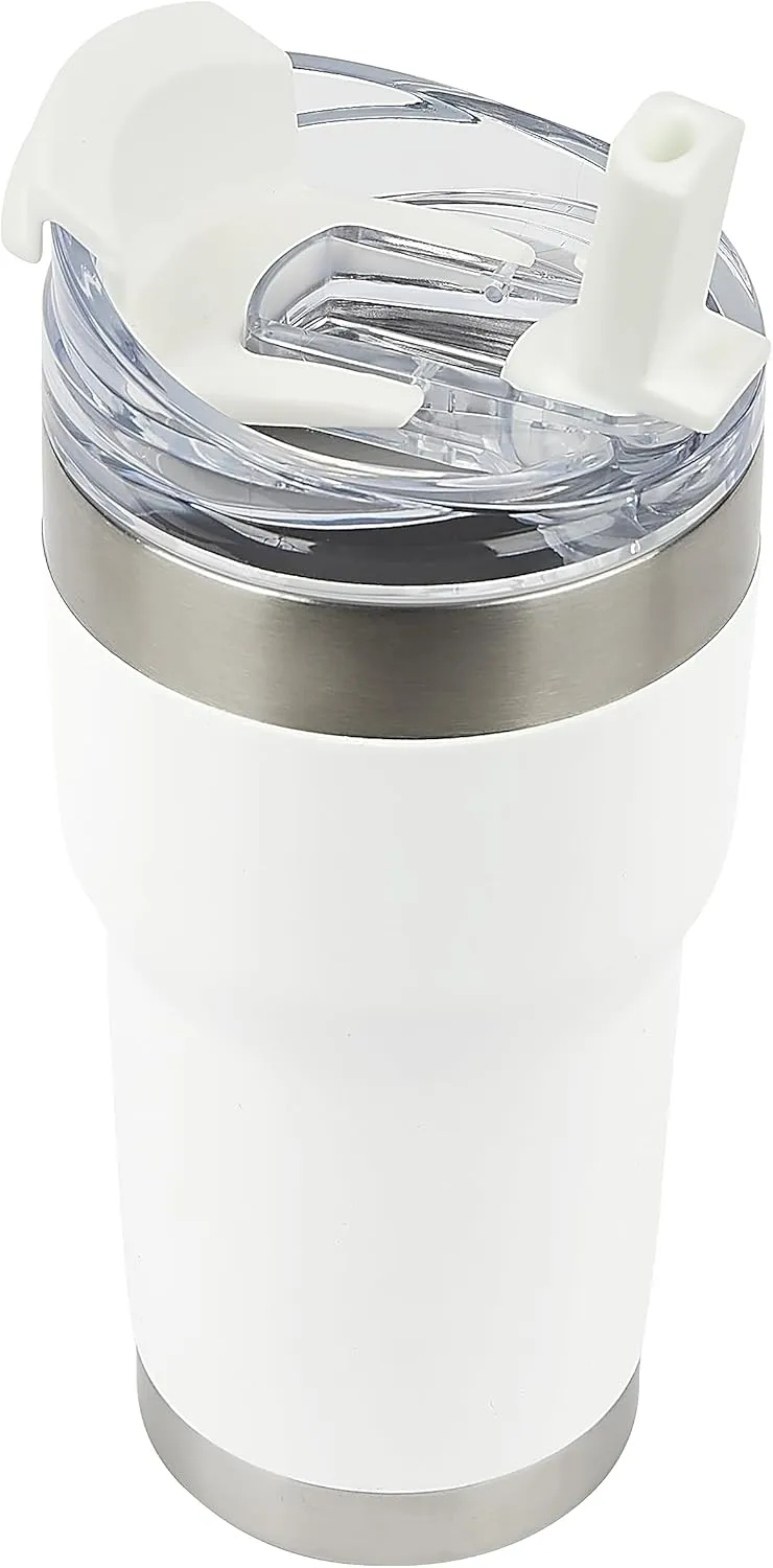 Pelican Hydration Pelican Traveler™ 22 oz Vacuum Insulated Tumbler - Stainless Steel Double Wall Travel with Dual Lid, Powder Coated Insulated Coffee Mug For Hot Cold Drinks, Bright White