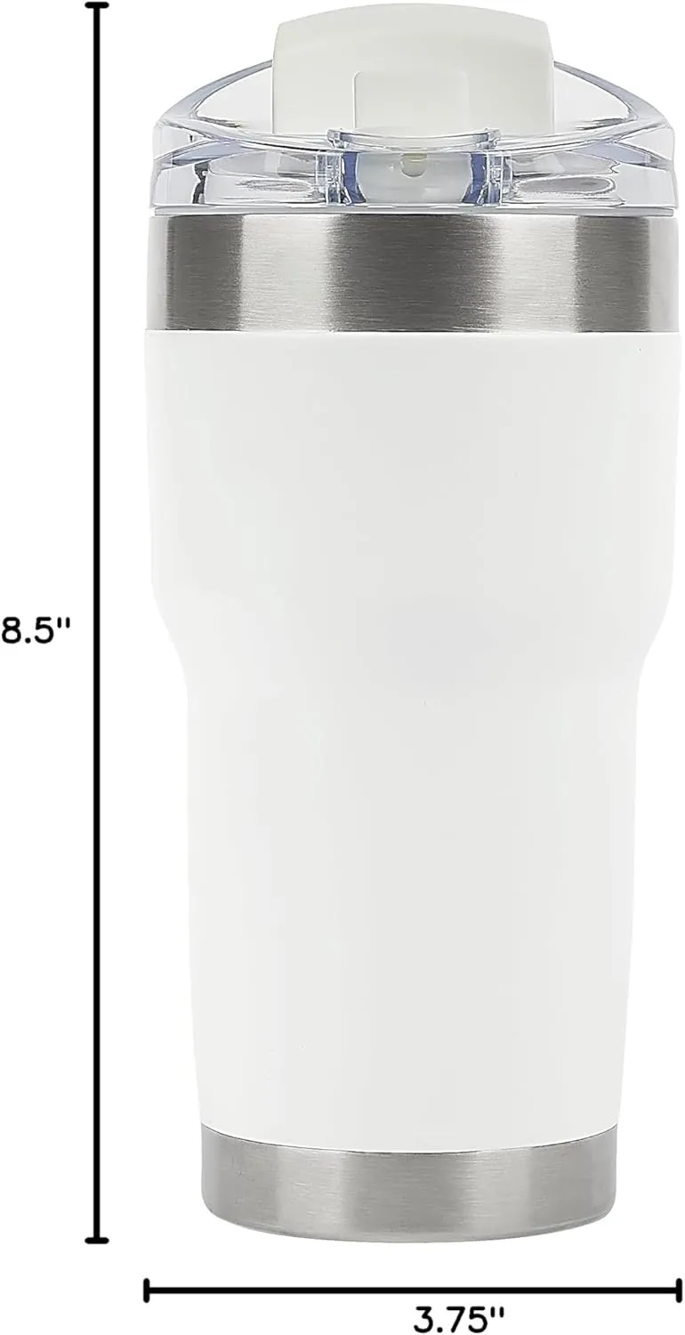 Pelican Hydration Pelican Traveler™ 22 oz Vacuum Insulated Tumbler - Stainless Steel Double Wall Travel with Dual Lid, Powder Coated Insulated Coffee Mug For Hot Cold Drinks, Bright White