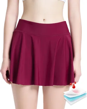 Period Swimwear Leakproof Swim Skirt Waterproof Menstrual Swimsuit with Pocket for Women Teens Girls