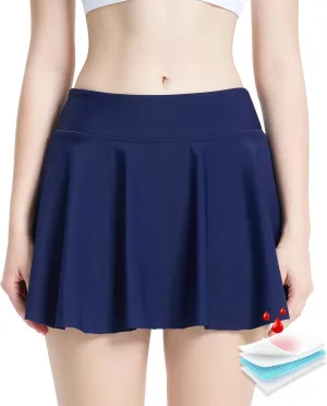 Period Swimwear Leakproof Swim Skirt Waterproof Menstrual Swimsuit with Pocket for Women Teens Girls
