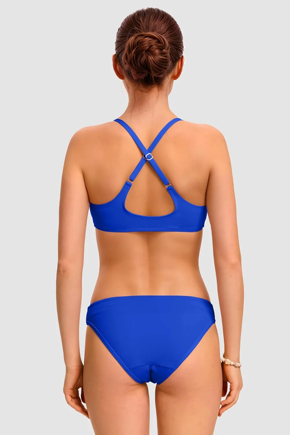 Period Swimwear Scoop Neck Bikini Sets Two Piece Leakproof Menstrual Swimsuit Low Waist Bathing Suit for Teens