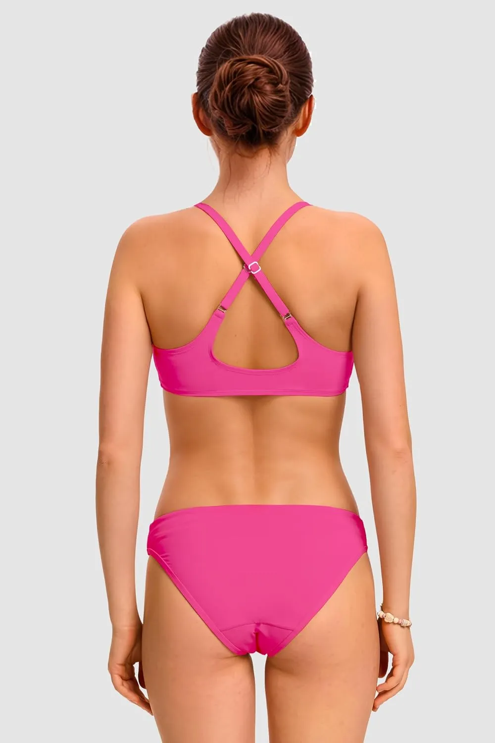 Period Swimwear Scoop Neck Bikini Sets Two Piece Leakproof Menstrual Swimsuit Low Waist Bathing Suit for Teens