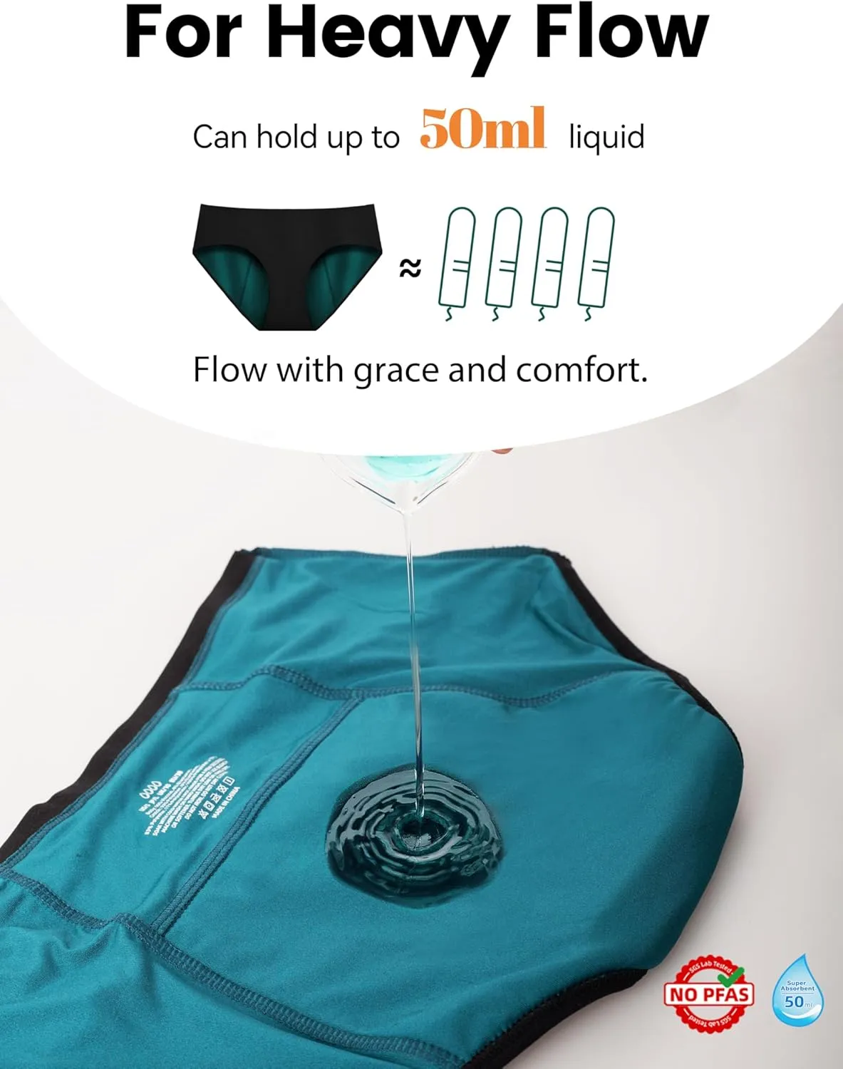 Period Underwear for Women Heavy Flow Soft Menstrual Panties Teens Ladies Leakproof Incontinence 5 Pack