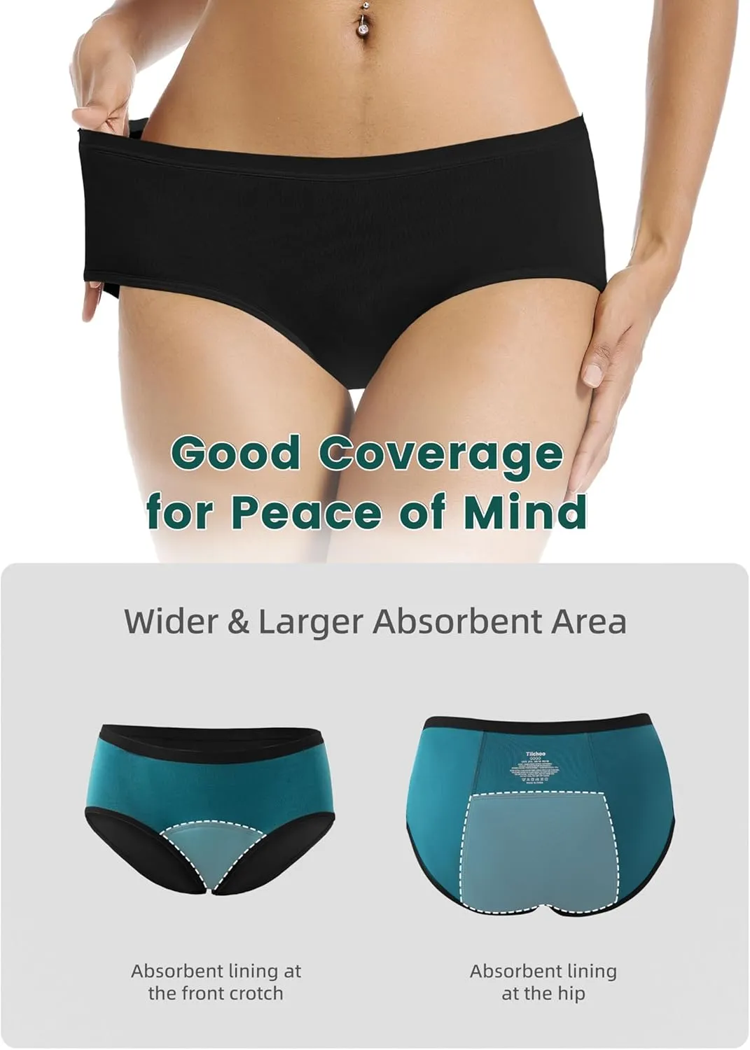 Period Underwear for Women Heavy Flow Soft Menstrual Panties Teens Ladies Leakproof Incontinence 5 Pack