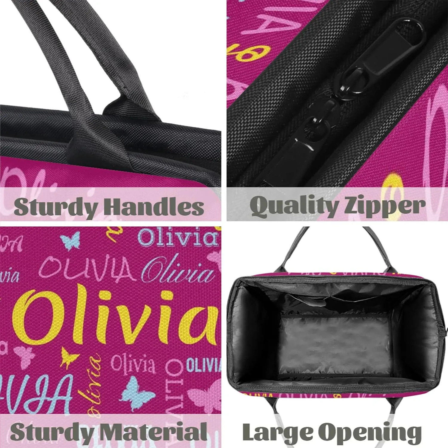 Personalized Butterfly Duffel Bag with Name Custom Travel Sports Bag for Women Men Waterproof Dance Ballet Bag Lightweight 15.2in, Berry