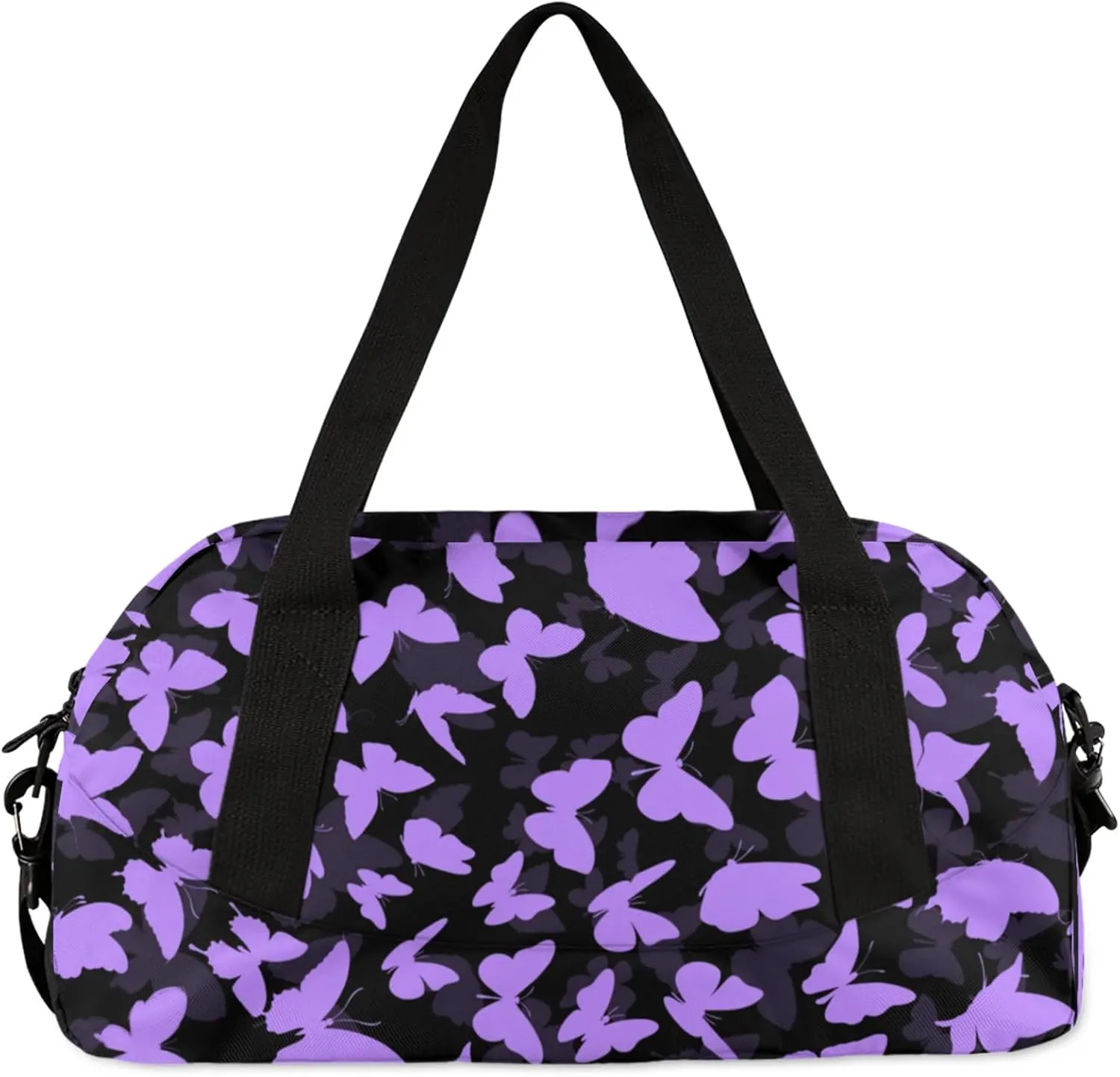 Personalized Butterfly Duffel Bag with Name Custom Travel Sports Bag for Women Men Waterproof Dance Ballet Bag Lightweight 18.5in, Light Purple