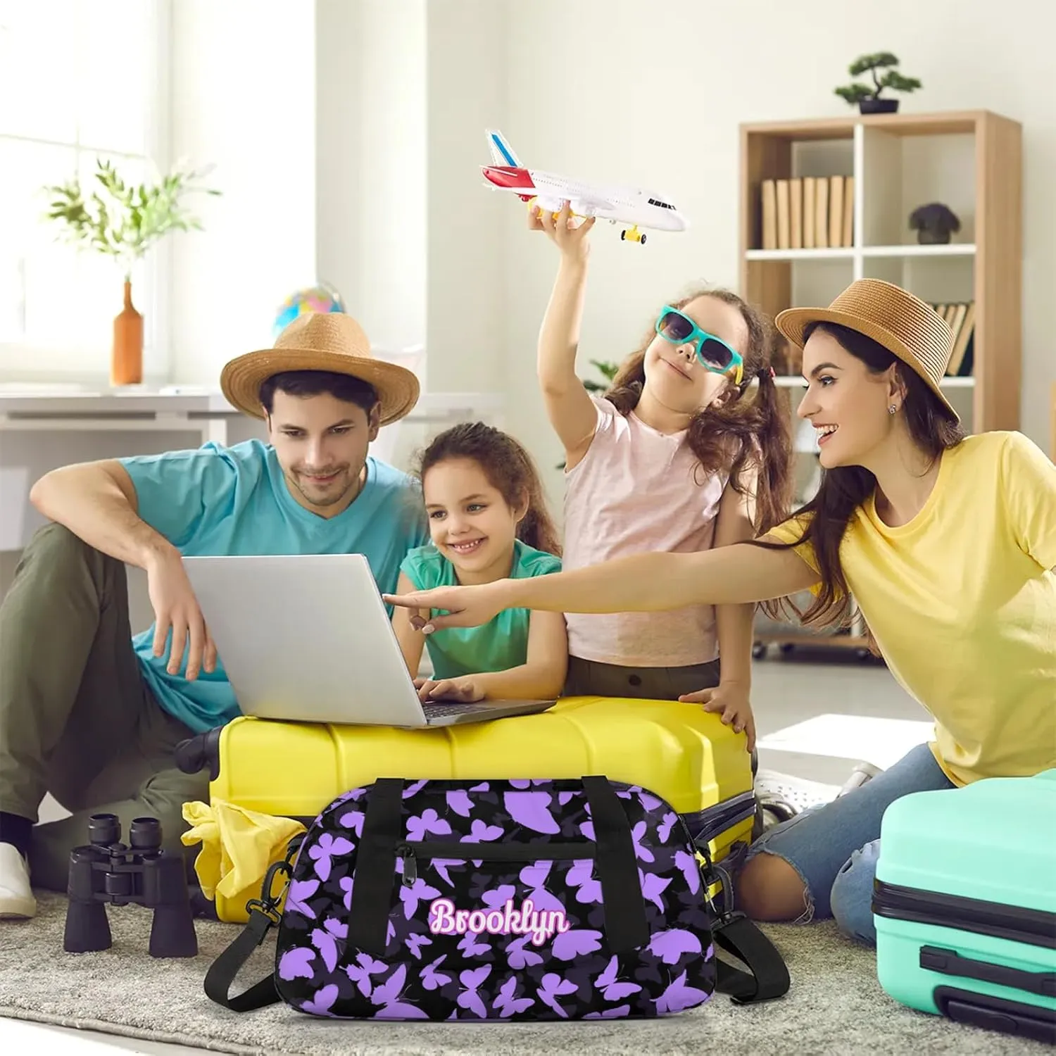 Personalized Butterfly Duffel Bag with Name Custom Travel Sports Bag for Women Men Waterproof Dance Ballet Bag Lightweight 18.5in, Light Purple