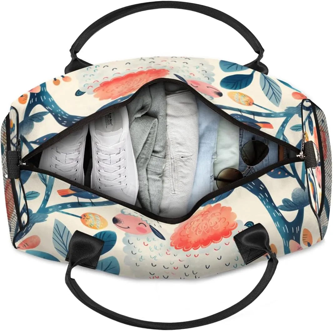 Personalized Cute Sheep Travel Duffel Bag with Name, Custom Gym Sport Bag Retro Abstract Carry On Weekend Overnight Duffel Bag for Men Women